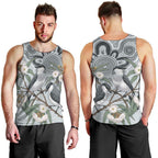Australia Grey Butcherbird Men Tank Top Eucalyptus Alba Indigenous Art - Aussie Hoodie