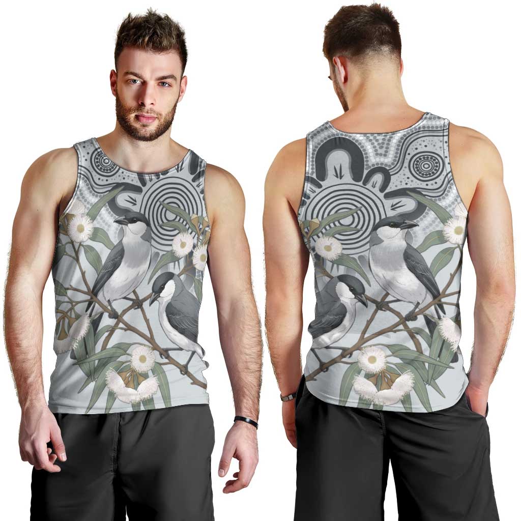 Australia Grey Butcherbird Men Tank Top Eucalyptus Alba Indigenous Art - Aussie Hoodie
