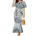 Australia Grey Butcherbird Mermaid Dress Eucalyptus Alba Indigenous Art - Aussie Hoodie