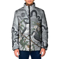 Australia Grey Butcherbird Padded Jacket Eucalyptus Alba Indigenous Art - Aussie Hoodie