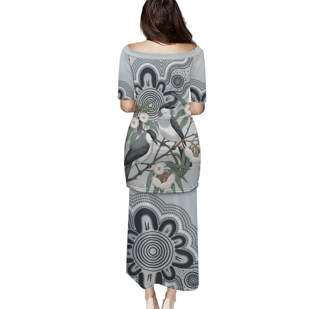 Australia Grey Butcherbird Puletasi Eucalyptus Alba Indigenous Art - Aussie Hoodie