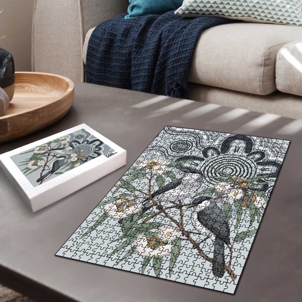 Australia Grey Butcherbird Puzzle Eucalyptus Alba Indigenous Art - Aussie Hoodie
