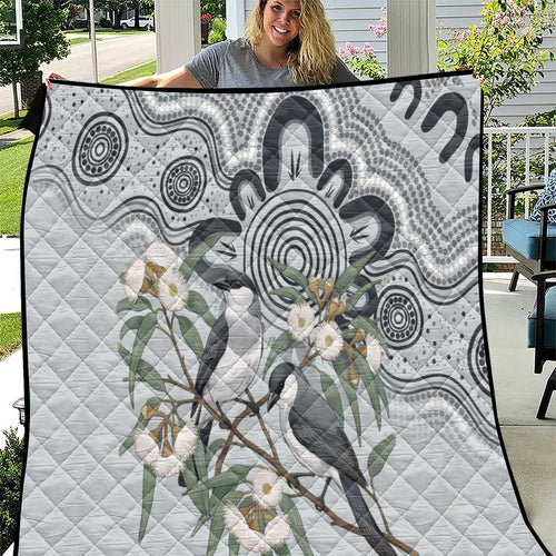 Australia Grey Butcherbird Quilt Eucalyptus Alba Indigenous Art - Aussie Hoodie