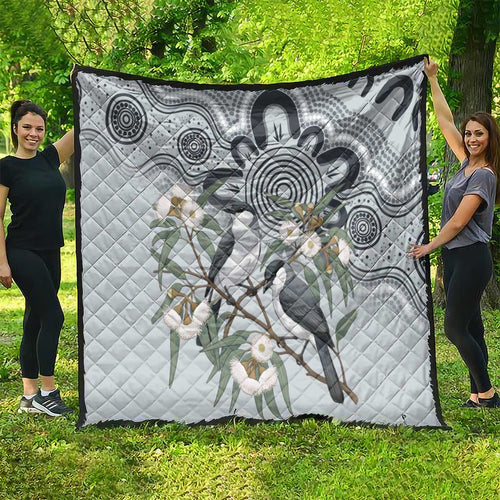 Australia Grey Butcherbird Quilt Eucalyptus Alba Indigenous Art - Aussie Hoodie