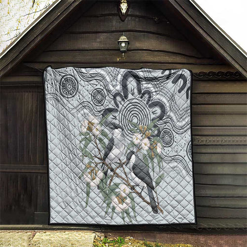 Australia Grey Butcherbird Quilt Eucalyptus Alba Indigenous Art - Aussie Hoodie