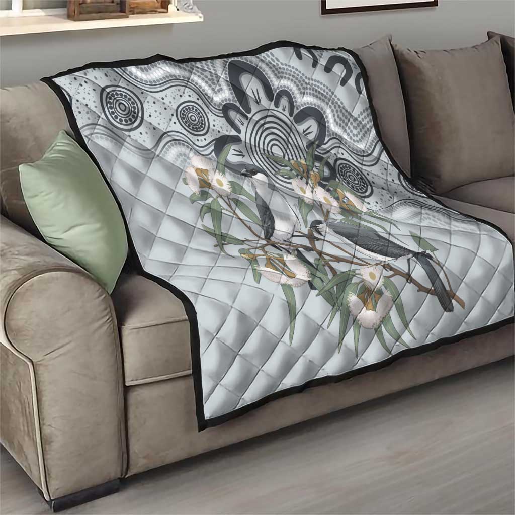 Australia Grey Butcherbird Quilt Eucalyptus Alba Indigenous Art - Aussie Hoodie