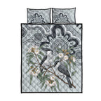 Australia Grey Butcherbird Quilt Bed Set Eucalyptus Alba Indigenous Art - Aussie Hoodie