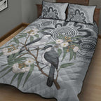 Australia Grey Butcherbird Quilt Bed Set Eucalyptus Alba Indigenous Art - Aussie Hoodie