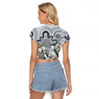 Australia Grey Butcherbird Raglan Cropped T Shirt Eucalyptus Alba Indigenous Art - Aussie Hoodie