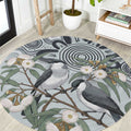 Australia Grey Butcherbird Round Carpet Eucalyptus Alba Indigenous Art - Aussie Hoodie