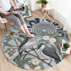 Australia Grey Butcherbird Round Carpet Eucalyptus Alba Indigenous Art - Aussie Hoodie