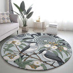 Australia Grey Butcherbird Round Carpet Eucalyptus Alba Indigenous Art - Aussie Hoodie