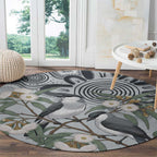 Australia Grey Butcherbird Round Carpet Eucalyptus Alba Indigenous Art - Aussie Hoodie