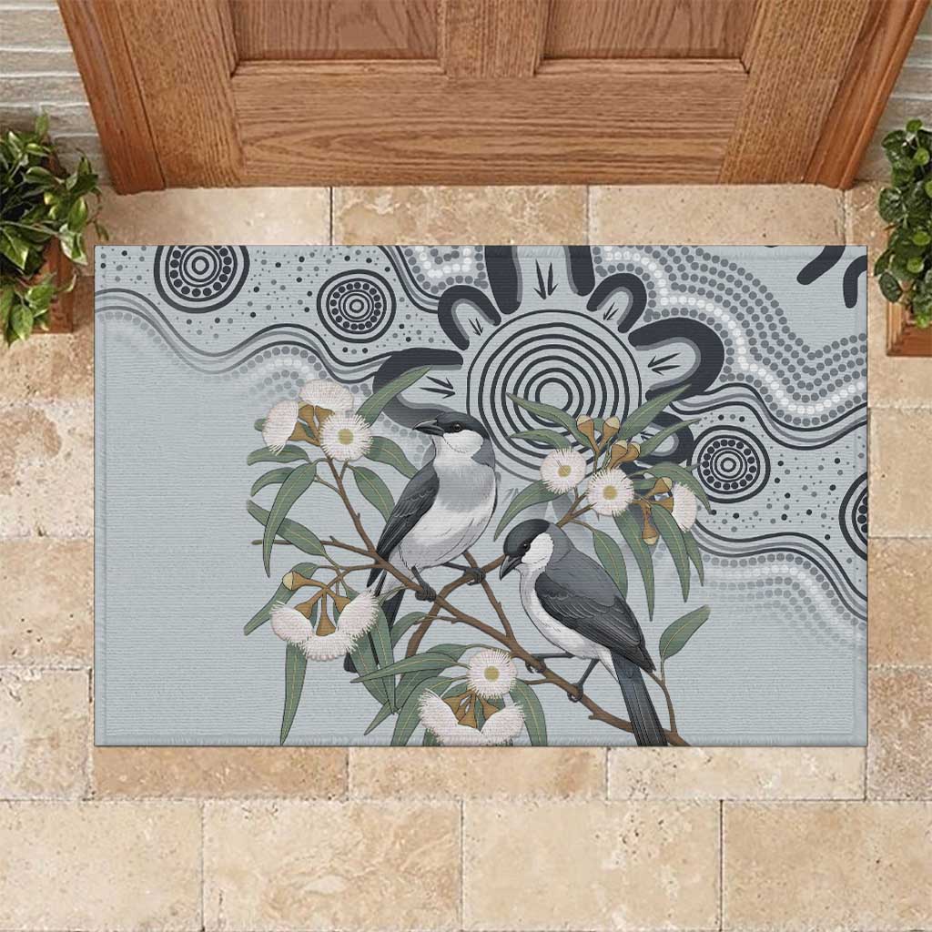 Australia Grey Butcherbird Rubber Doormat Eucalyptus Alba Indigenous Art - Aussie Hoodie