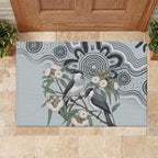 Australia Grey Butcherbird Rubber Doormat Eucalyptus Alba Indigenous Art - Aussie Hoodie