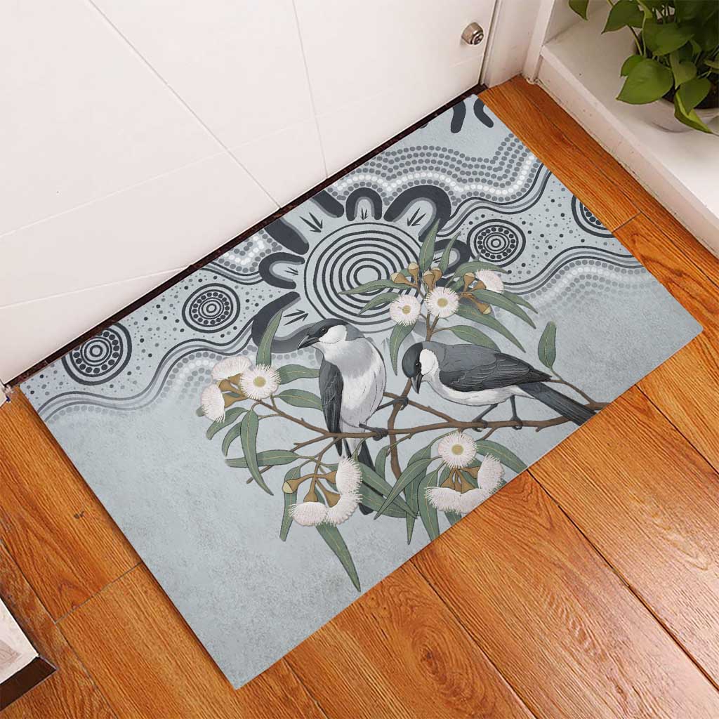 Australia Grey Butcherbird Rubber Doormat Eucalyptus Alba Indigenous Art - Aussie Hoodie