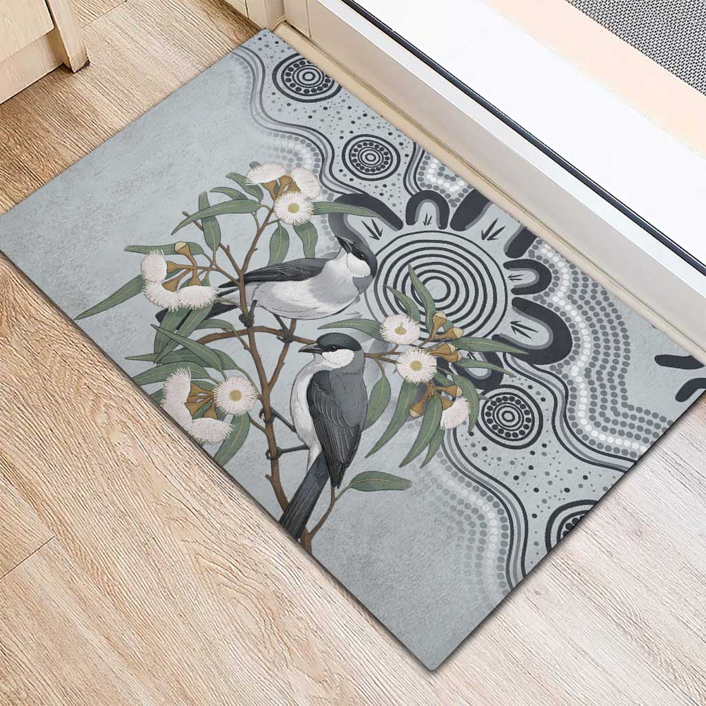 Australia Grey Butcherbird Rubber Doormat Eucalyptus Alba Indigenous Art - Aussie Hoodie