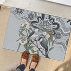 Australia Grey Butcherbird Rubber Doormat Eucalyptus Alba Indigenous Art - Aussie Hoodie