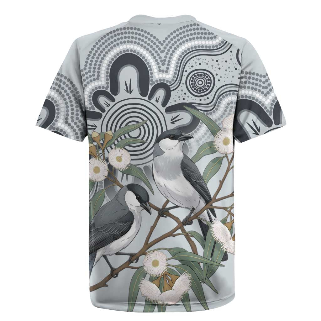 Australia Grey Butcherbird Rugby Jersey Eucalyptus Alba Indigenous Art - Aussie Hoodie