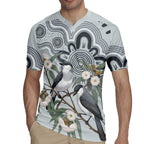 Australia Grey Butcherbird Rugby Jersey Eucalyptus Alba Indigenous Art - Aussie Hoodie