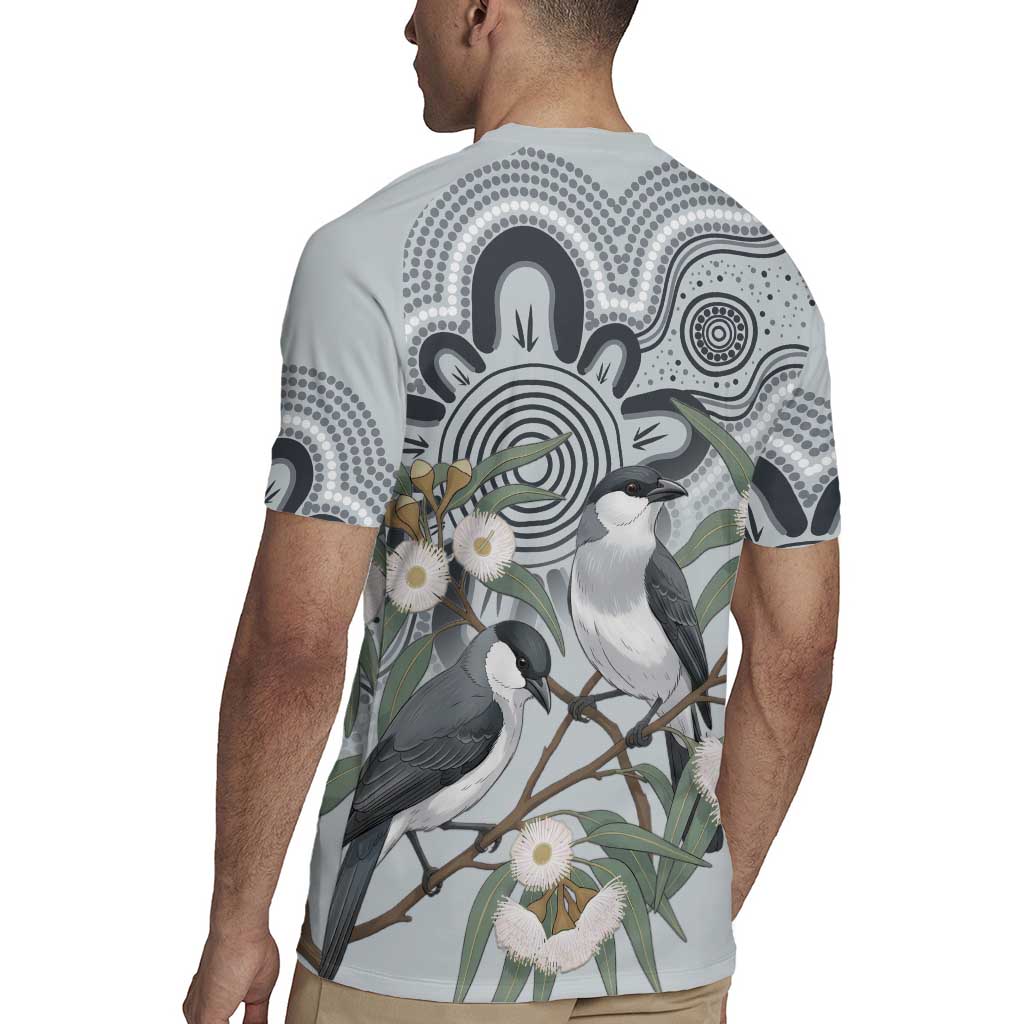 Australia Grey Butcherbird Rugby Jersey Eucalyptus Alba Indigenous Art - Aussie Hoodie