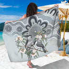 Australia Grey Butcherbird Sarong Eucalyptus Alba Indigenous Art - Aussie Hoodie
