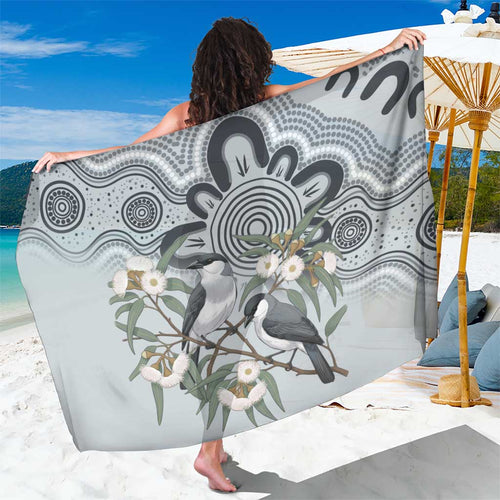 Australia Grey Butcherbird Sarong Eucalyptus Alba Indigenous Art - Aussie Hoodie