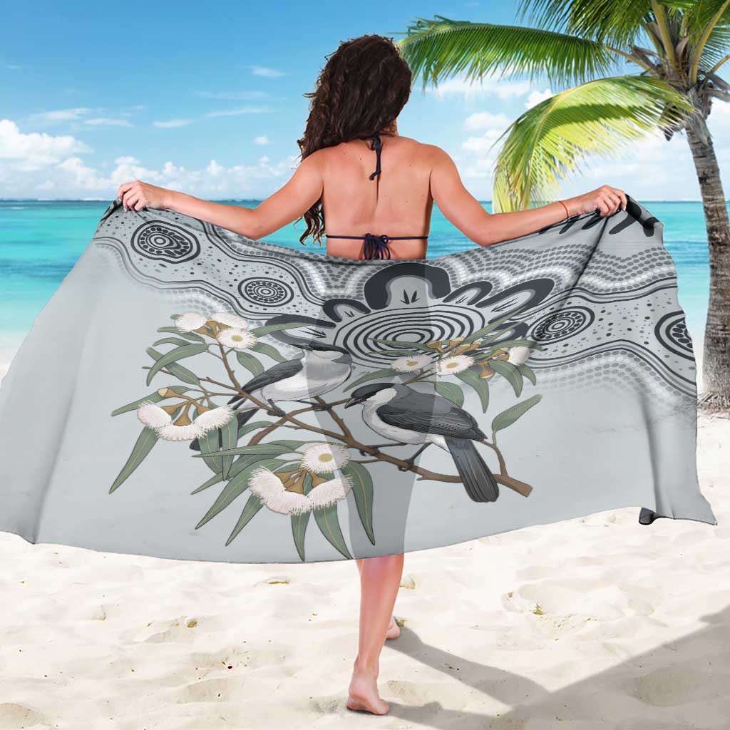 Australia Grey Butcherbird Sarong Eucalyptus Alba Indigenous Art - Aussie Hoodie