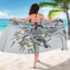 Australia Grey Butcherbird Sarong Eucalyptus Alba Indigenous Art - Aussie Hoodie