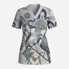 Australia Grey Butcherbird Scrub Top Eucalyptus Alba Indigenous Art - Aussie Hoodie
