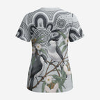 Australia Grey Butcherbird Scrub Top Eucalyptus Alba Indigenous Art - Aussie Hoodie