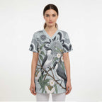 Australia Grey Butcherbird Scrub Top Eucalyptus Alba Indigenous Art - Aussie Hoodie
