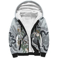 Australia Grey Butcherbird Sherpa Hoodie Eucalyptus Alba Indigenous Art - Aussie Hoodie