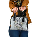 Australia Grey Butcherbird Shoulder Handbag Eucalyptus Alba Indigenous Art - Aussie Hoodie