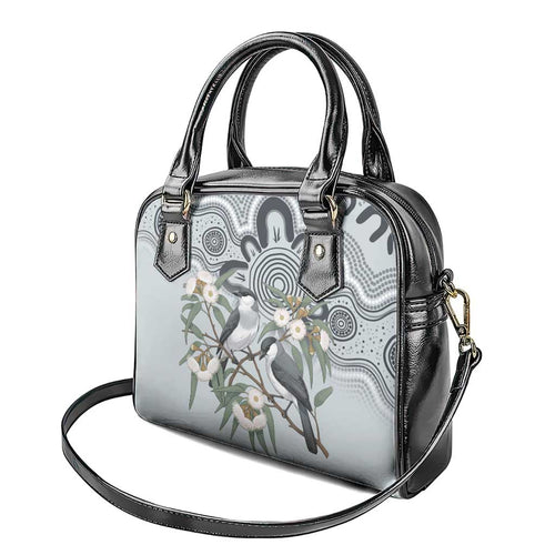 Australia Grey Butcherbird Shoulder Handbag Eucalyptus Alba Indigenous Art - Aussie Hoodie