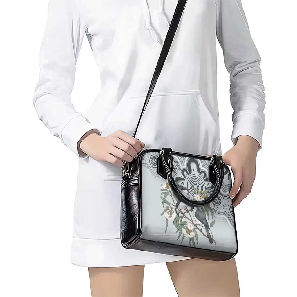 Australia Grey Butcherbird Shoulder Handbag Eucalyptus Alba Indigenous Art - Aussie Hoodie