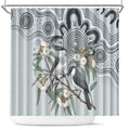Australia Grey Butcherbird Shower Curtain Eucalyptus Alba Indigenous Art - Aussie Hoodie