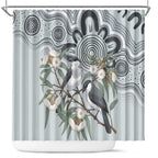 Australia Grey Butcherbird Shower Curtain Eucalyptus Alba Indigenous Art - Aussie Hoodie