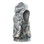 Australia Grey Butcherbird Sleeveless Hoodie Eucalyptus Alba Indigenous Art - Aussie Hoodie