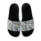 Australia Grey Butcherbird Slide Sandals Eucalyptus Alba Indigenous Art - Aussie Hoodie