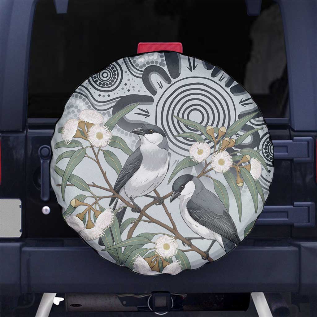 Australia Grey Butcherbird Spare Tire Cover Eucalyptus Alba Indigenous Art - Aussie Hoodie