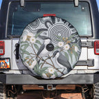 Australia Grey Butcherbird Spare Tire Cover Eucalyptus Alba Indigenous Art - Aussie Hoodie