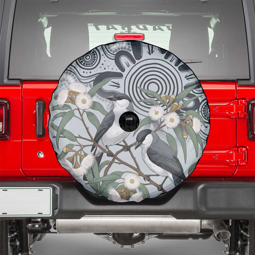 Australia Grey Butcherbird Spare Tire Cover Eucalyptus Alba Indigenous Art - Aussie Hoodie