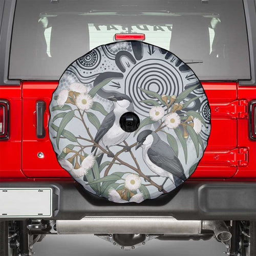 Australia Grey Butcherbird Spare Tire Cover Eucalyptus Alba Indigenous Art - Aussie Hoodie