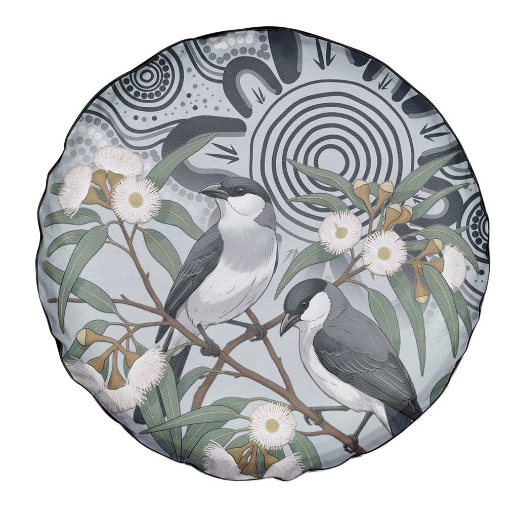Australia Grey Butcherbird Spare Tire Cover Eucalyptus Alba Indigenous Art - Aussie Hoodie