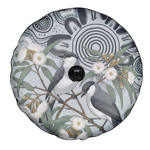 Australia Grey Butcherbird Spare Tire Cover Eucalyptus Alba Indigenous Art - Aussie Hoodie