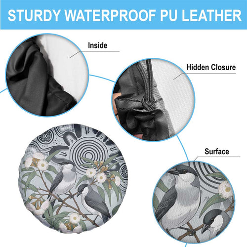 Australia Grey Butcherbird Spare Tire Cover Eucalyptus Alba Indigenous Art - Aussie Hoodie