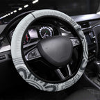 Australia Grey Butcherbird Steering Wheel Cover Eucalyptus Alba Indigenous Art - Aussie Hoodie