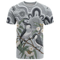 Australia Grey Butcherbird T Shirt Eucalyptus Alba Indigenous Art - Aussie Hoodie