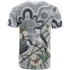Australia Grey Butcherbird T Shirt Eucalyptus Alba Indigenous Art - Aussie Hoodie